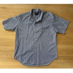 Ralph Lauren Golf Navy Blue Plaid Tilden Button Up Men's Shirt size Large